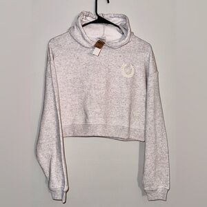 PINK Victoria's Secret NWT Cropped Hoodie Laurel Crest Logo Heather Gray size XS
